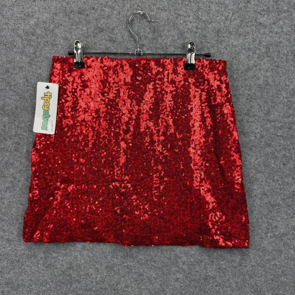 Tipsy Elves Womens Red‎ Sequin Mini Skirt Holiday Party Festive Size M NWT